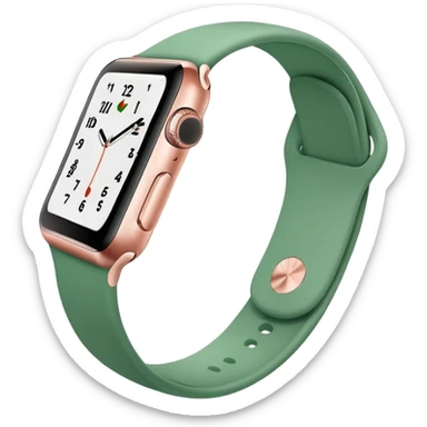 rose gold apple watch with green band sticker