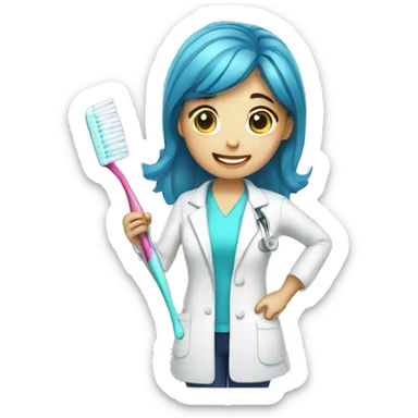 dentist girl with a toothbrush in his hand sticker