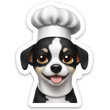 Black and white Chihuahua wearing chef hat sticker