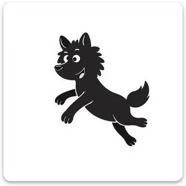 hand-drawn doodle style wolf, playful, black lines, white background sticker