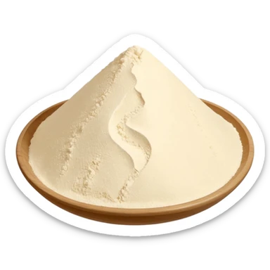 mound or scatter of wheat flour, fine pale white powder, uneven edges, dry and powdery surface, subtle texture, light shadows, no bowl or tools, clean 3D, soft shadows, transparent background, emoji scale sticker
