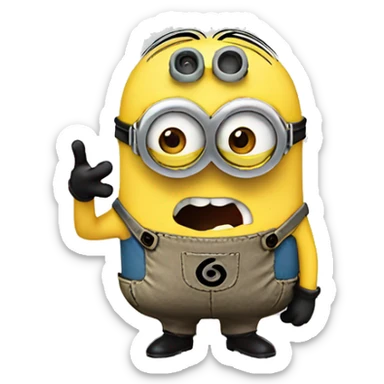 Minion whispering with one hand over the mouth looking to the left sticker