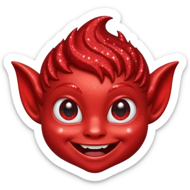 red glitter imp happy sticker