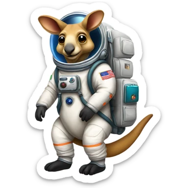 Kangaroo wearing a spacesuit sticker