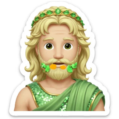Zephyr, God of Spring Roman Deities with long blonde wavy hair and beard, pale green sequin toga sticker