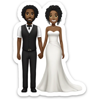 black couple with black dreadlocks plus size man , full body wedding sticker