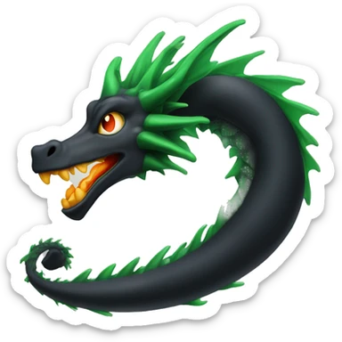 Dragón negro con ojos verdes y que largue  fuego verde de la boca  sticker