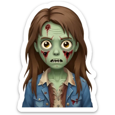 Zumbie hair Brown famele long hair  sticker