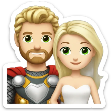 Thor and blond girl green eyes wedding sticker