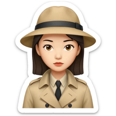 female detective, asian sticker