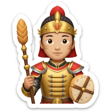chinese ancient warrior with baguette sticker