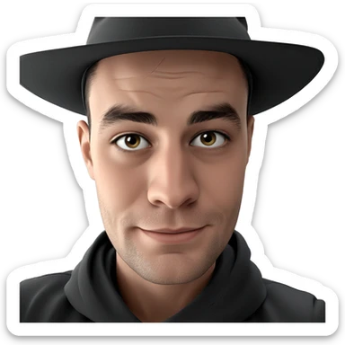 smiling boy in black hat sticker