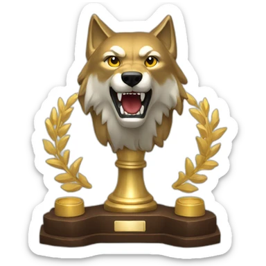 generate trophy with a wolf head with a big stand sticker