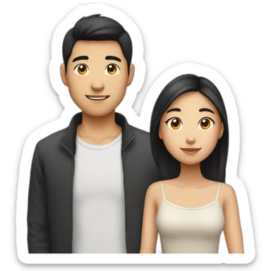 Asian girl with boyfriend sticker