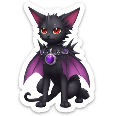cool cute pretty black punk red Purple ethereal fantasy nargacuga-bat-cat-Fakemon spiked collar harness full body sticker