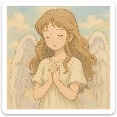 angel girl, soft colors, gentle expression sticker