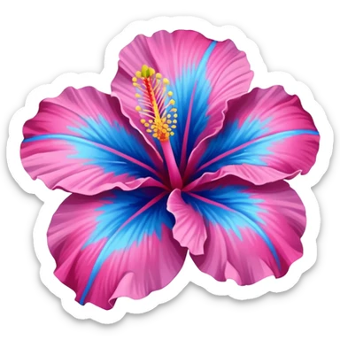 Pink and blue hibiscus  sticker