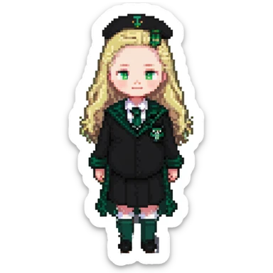 pregnant male in Slytherin uniform, blonde hair, pale skin sticker