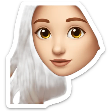 white skin girl, red straight long haired girl, with beautiful dimples sticker