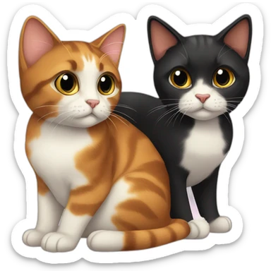 1-calico-cat-and-1-black-female-cat sticker