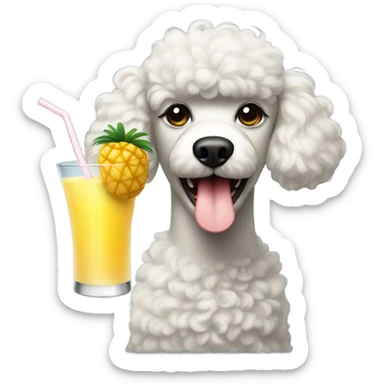 Poodle with a piña colada sticker