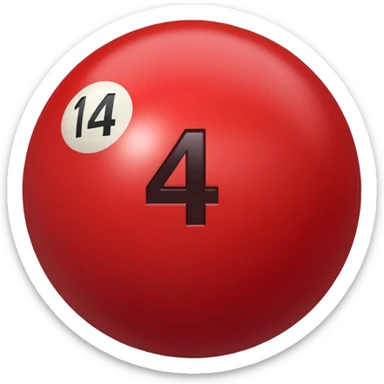 The number 14 on a red pool ball sticker