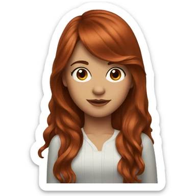 beautiful girl with long red brown hair and curtain bangs sticker