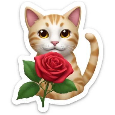 Cat with rose  sticker