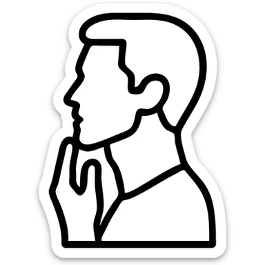 minimalist icon of a man highlighting his jawline, icon style, strong jawline emphasis sticker