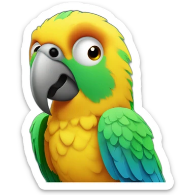 Parrot looking at the camera with one eye in an itchy way sticker