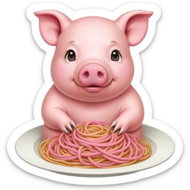   renaissance monalisa pig with pink spaghetti sticker