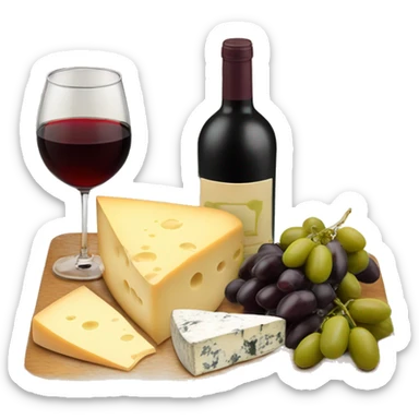 Cheese board and wine and green olives  sticker