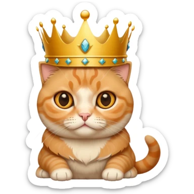 Orange Scottish fold with crown, folded ears queen  sticker
