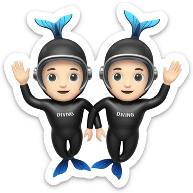 A 3D cartoon pair of diving flippers on a white background, shiny rubber texture, Memoji-style rendering. sticker