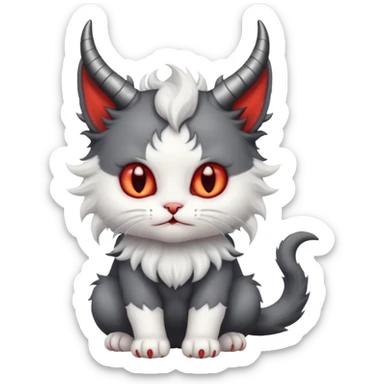 dark grey and white devil satan kitten sticker