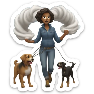 A mom in a tornado with dogs sticker