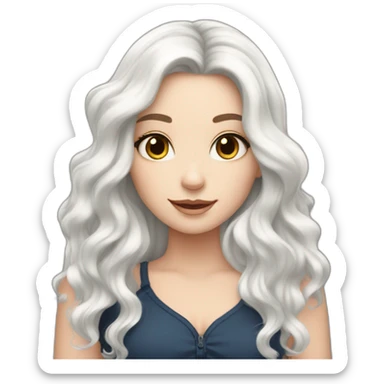 white girl with  long wavy black hair with  magic sparkles sticker