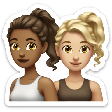 three girls blonde ponytail, brown curls, dark brown long hair  sticker
