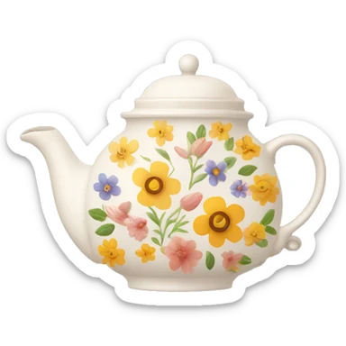 teapot with flowers sticker