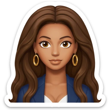 Beyonce with long dark brown hair sticker