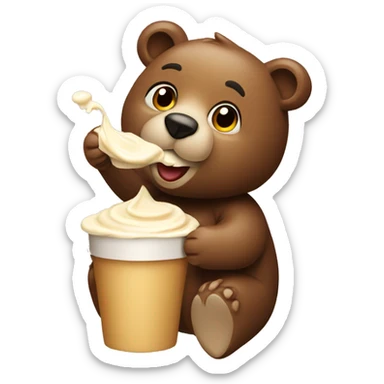 Bear eating Beige içe cream  sticker