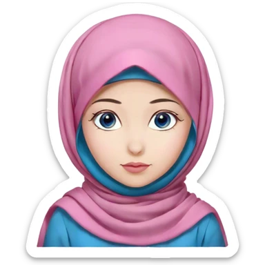 Turkish beautiful finish Konya girl blue eyes with pink peony hijab and islamic dress sticker