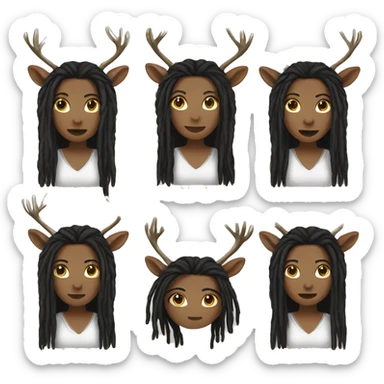 Woman deer, black dreads sticker