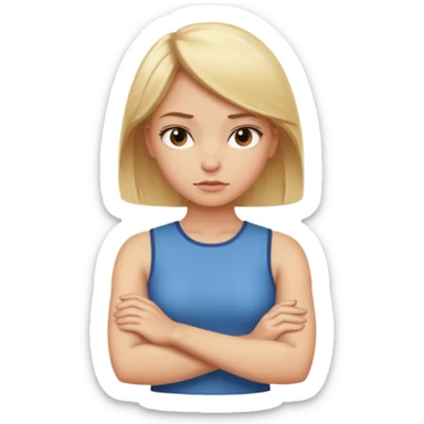 Blonde hair girl with serious face & arms crossed  sticker