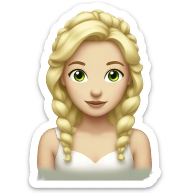 blonde girl with bows in hair and green eyes  sticker