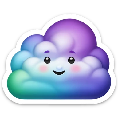 purple and green and blue gradient fluffy cloud with lighting sticker