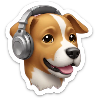Dog with headphones sticker