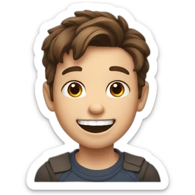 8 years old boy with brown hair and wide smile and losing the lateral tooth sticker