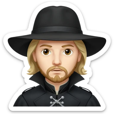 Athos, musketeer in black trench coat sticker