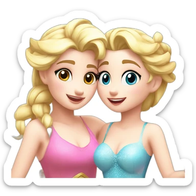 Elsa and princess peach summer time fun beach sticker